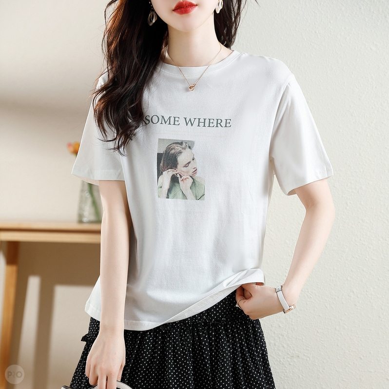 ホワイト/Tシャツ/单品