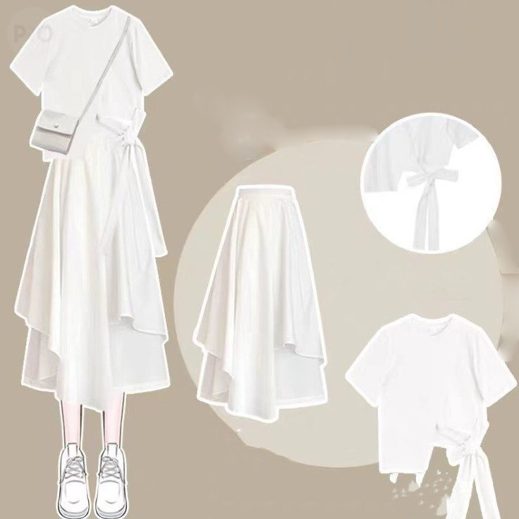 ホワイト/Ｔシャツ+ホワイト/スカート